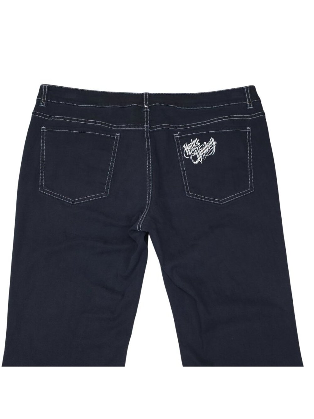 Harley-Davidson Womens 16 Petite Bootcut Black Jeans Cotton Blend Embroidered